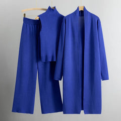 Blue Women's Elegant Three-Piece Coordinated Set in Versatile Colours