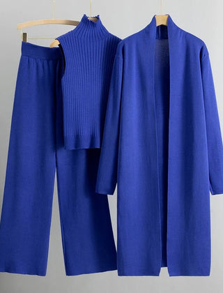 Blue Women's Elegant Three-Piece Coordinated Set in Versatile Colours