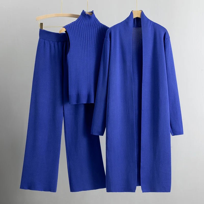 Blue Women's Elegant Three-Piece Coordinated Set in Versatile Colours
