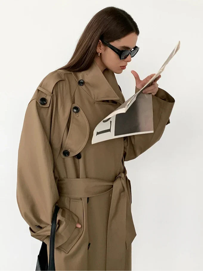Women's Oversized Long Trench Coat - photo 2