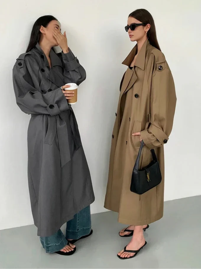 Women's Oversized Long Trench Coat - photo 3