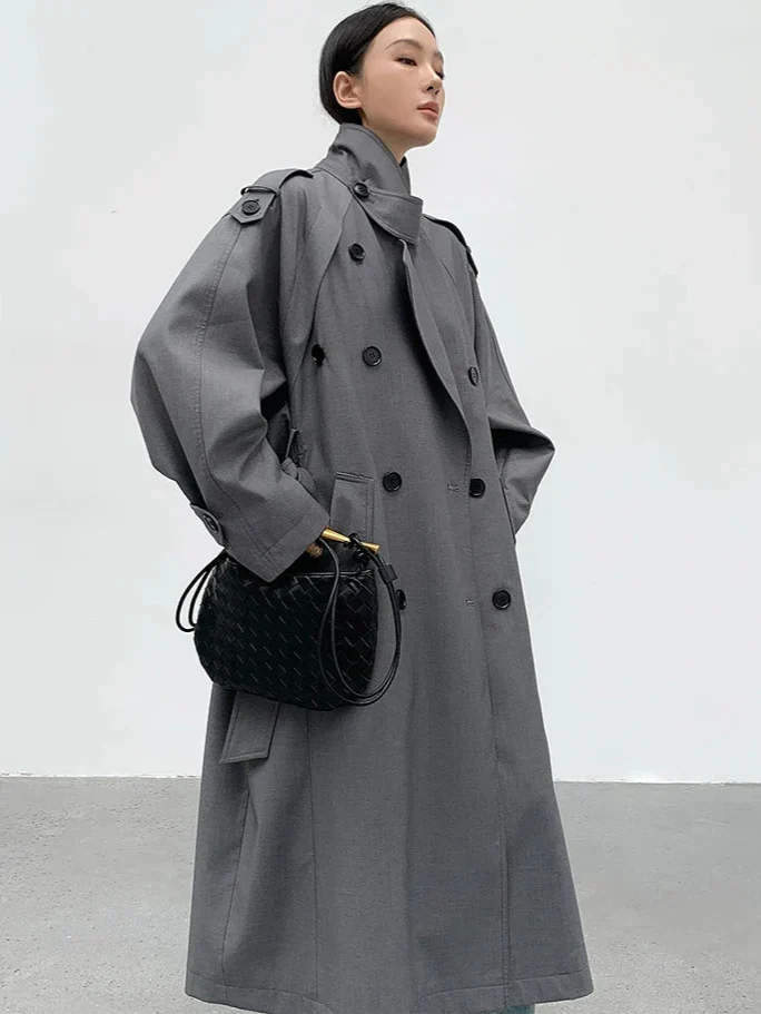 Women's Oversized Long Trench Coat - photo 5