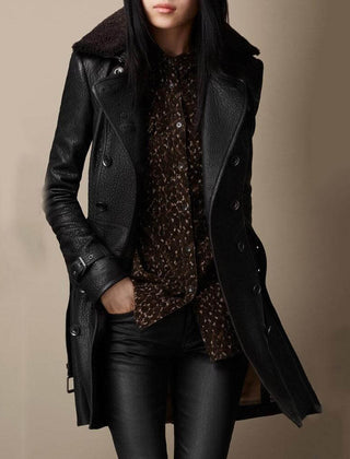 Women's Luxurious Faux Leather Trench Coat - photo 2