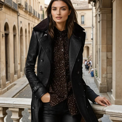 Women's Luxurious Faux Leather Trench Coat - photo 1