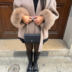 Women's Faux Fur Coat with Waist Tie Belt - photo 2