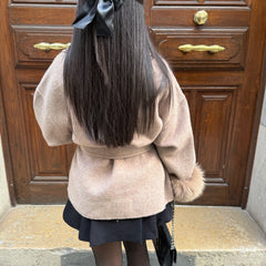 Women's Faux Fur Coat with Waist Tie Belt - photo 4