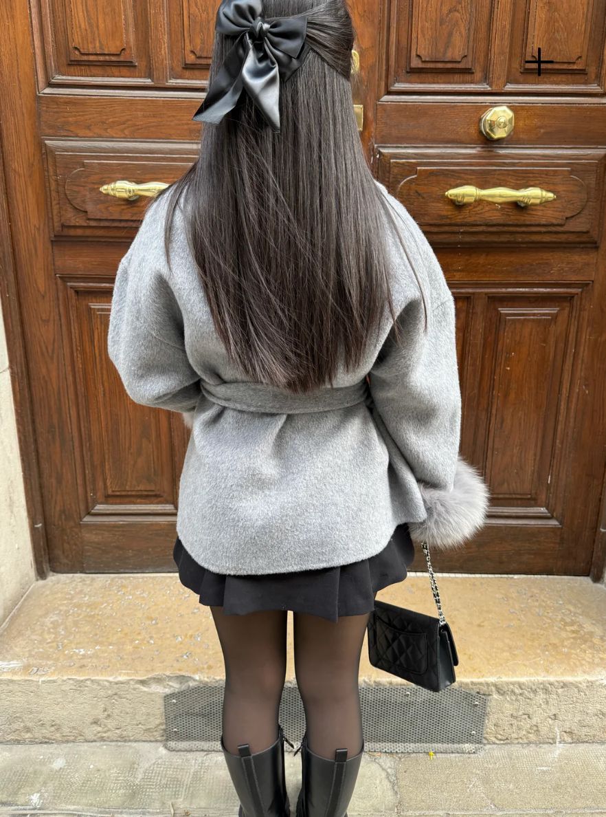 Women's Faux Fur Coat with Waist Tie Belt - photo 7