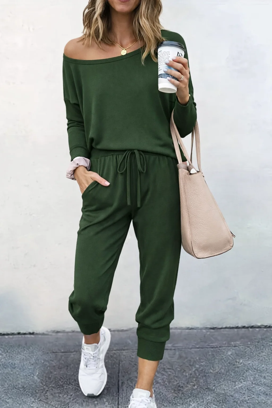 Green Women's Effortlessly Chic Two-Piece Top and Trouser Set