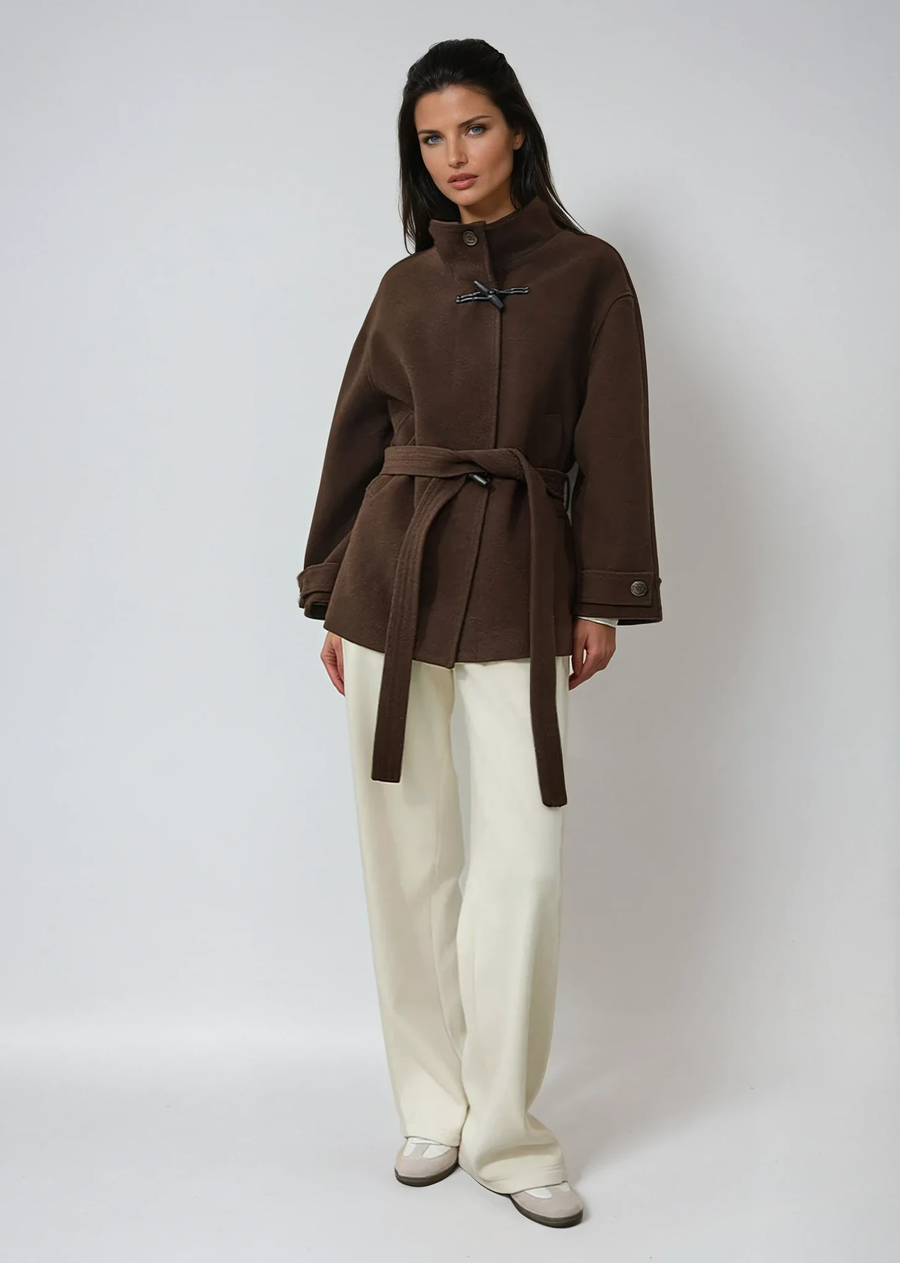 Women's Classic Wool Toggle Coat with Belted Waist - photo 1