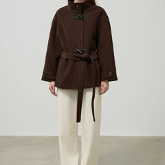 Women's Classic Wool Toggle Coat with Belted Waist - photo 3