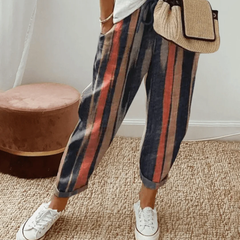 Striped Luna | Retro High-Waist Pants for Women | Casual & Smart