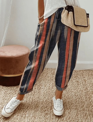 Striped Luna | Retro High-Waist Pants for Women | Casual & Smart