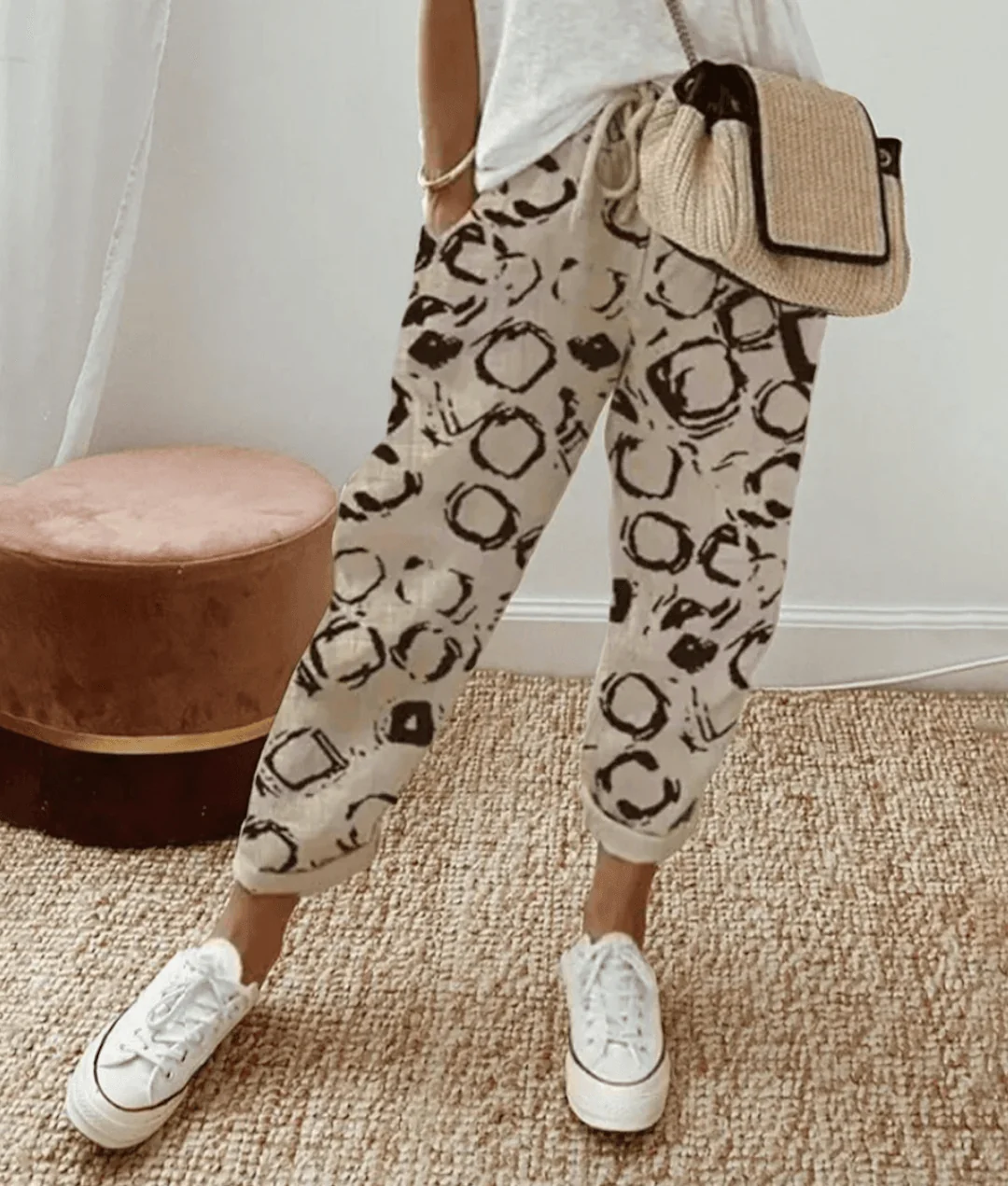 Print Luna | Retro High-Waist Pants for Women | Casual & Smart