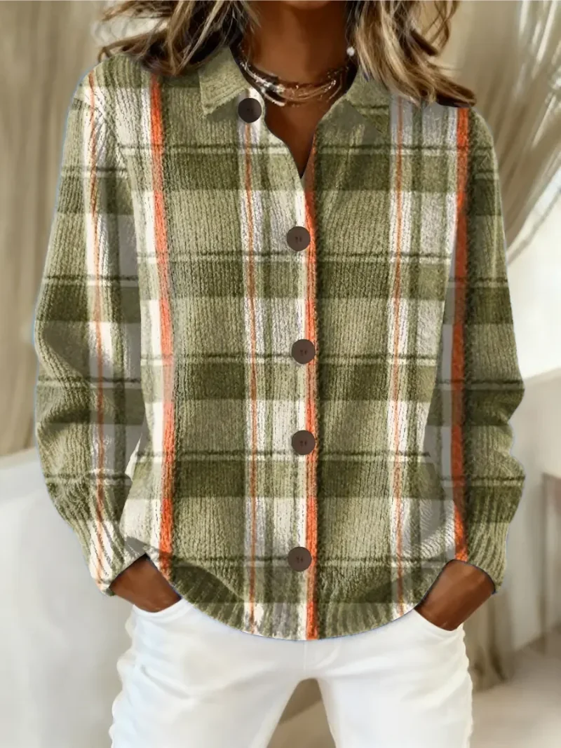 Olive Green Hazel | Olive Plaid Button Cardigan