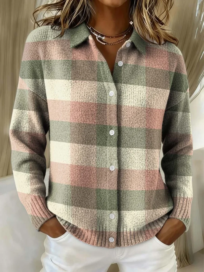 Multicolor Grace | Pastel Plaid Knit Cardigan