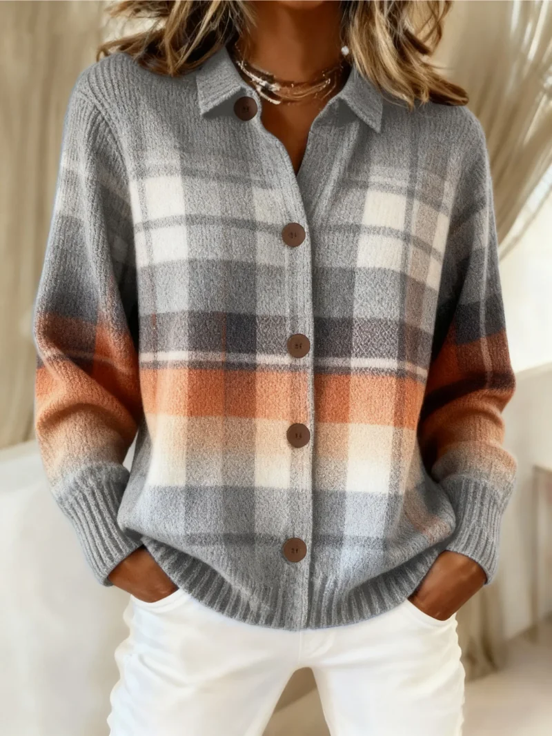 Multicolor Marlene | Warm Ombre Plaid Cardigan