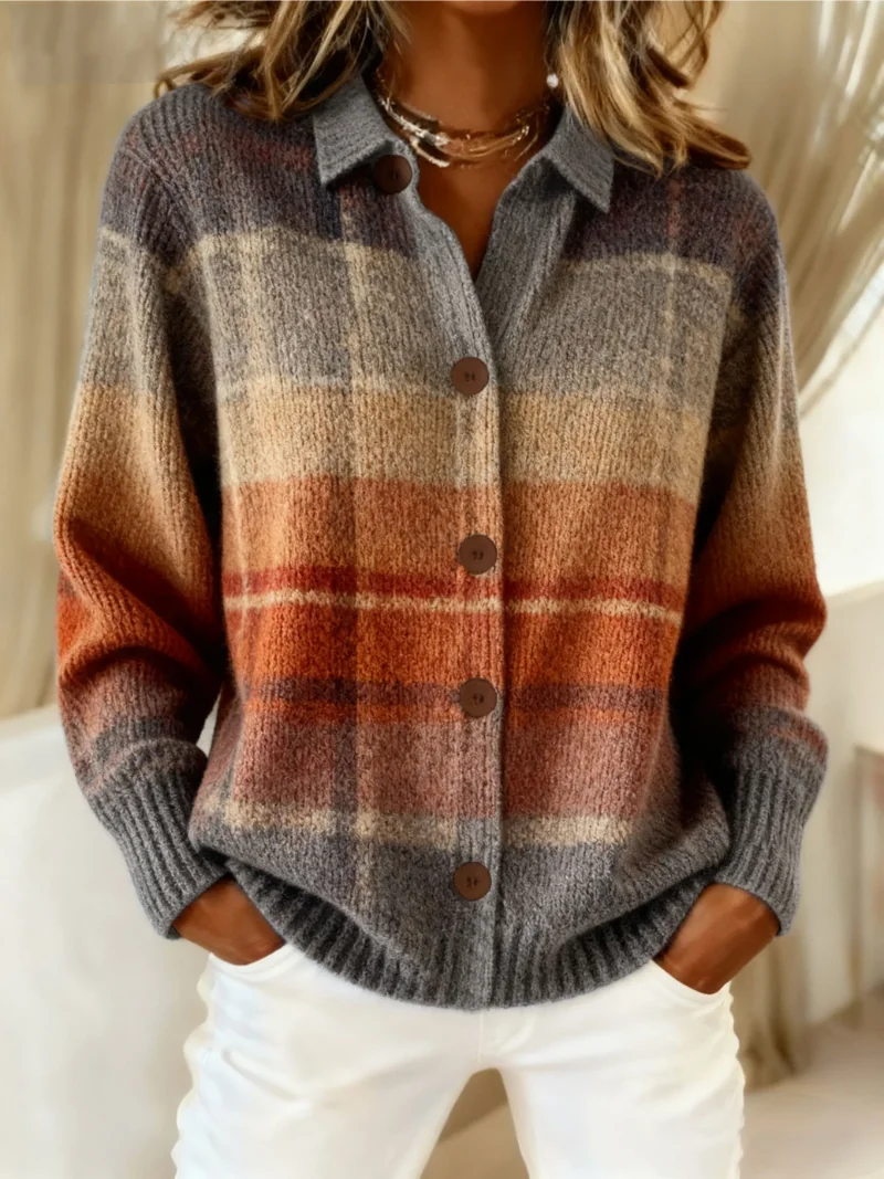 Multicolor Edith | Autumn Ombre Plaid Cardigan