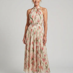 Floral Aurelle | Halter Neck Floral Midi Dress