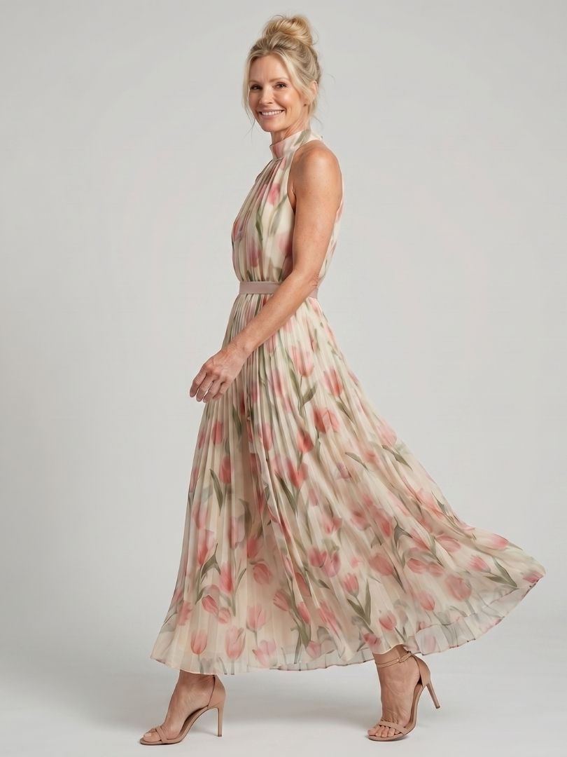 Aurelle | Halter Neck Floral Midi Dress - photo 3