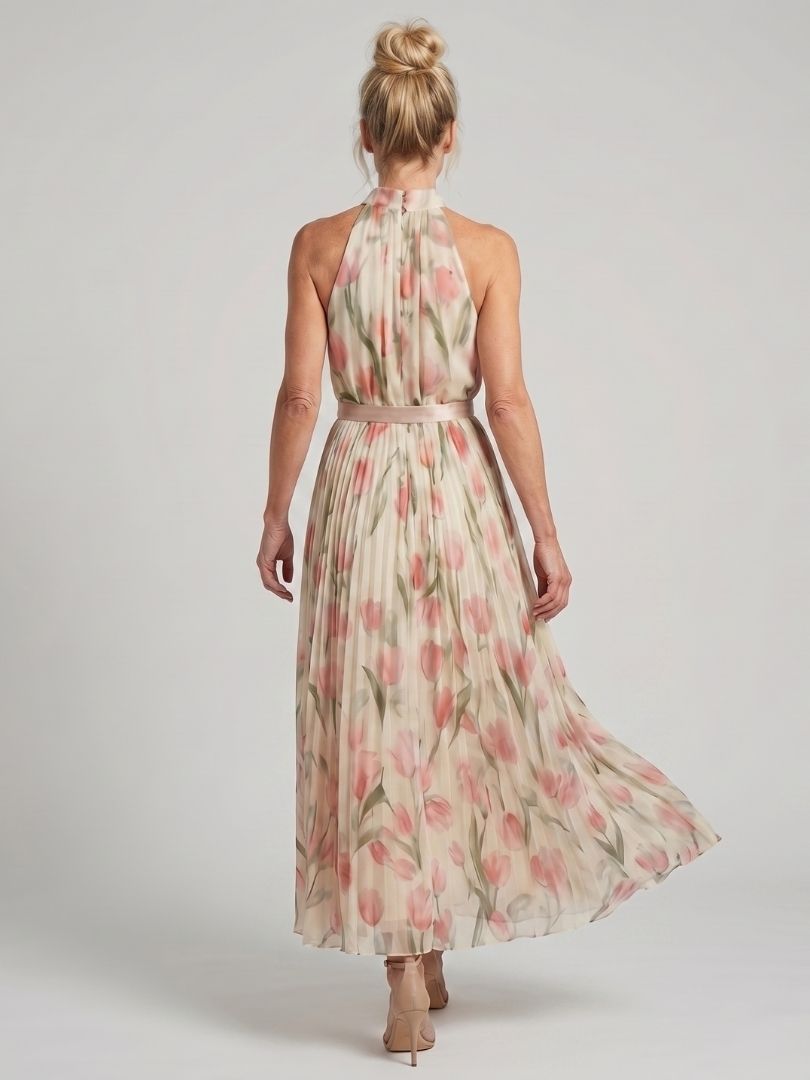 Aurelle | Halter Neck Floral Midi Dress - photo 5