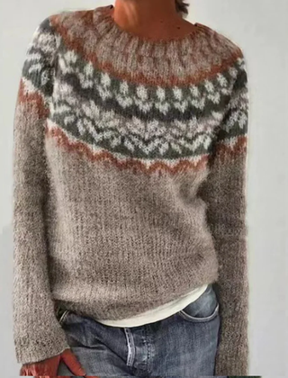 Brown/Floral Chloe™ - Retro Cozy Sweater