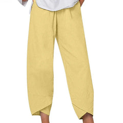 Yellow Bryndis | Cotton Linen Wide-Leg Pants for Women | Summer Casual