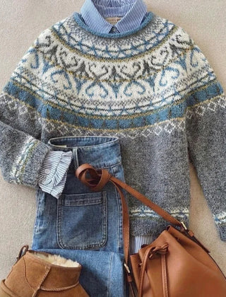 Grey Cheryl™ | Chic Vintage Knit Sweater