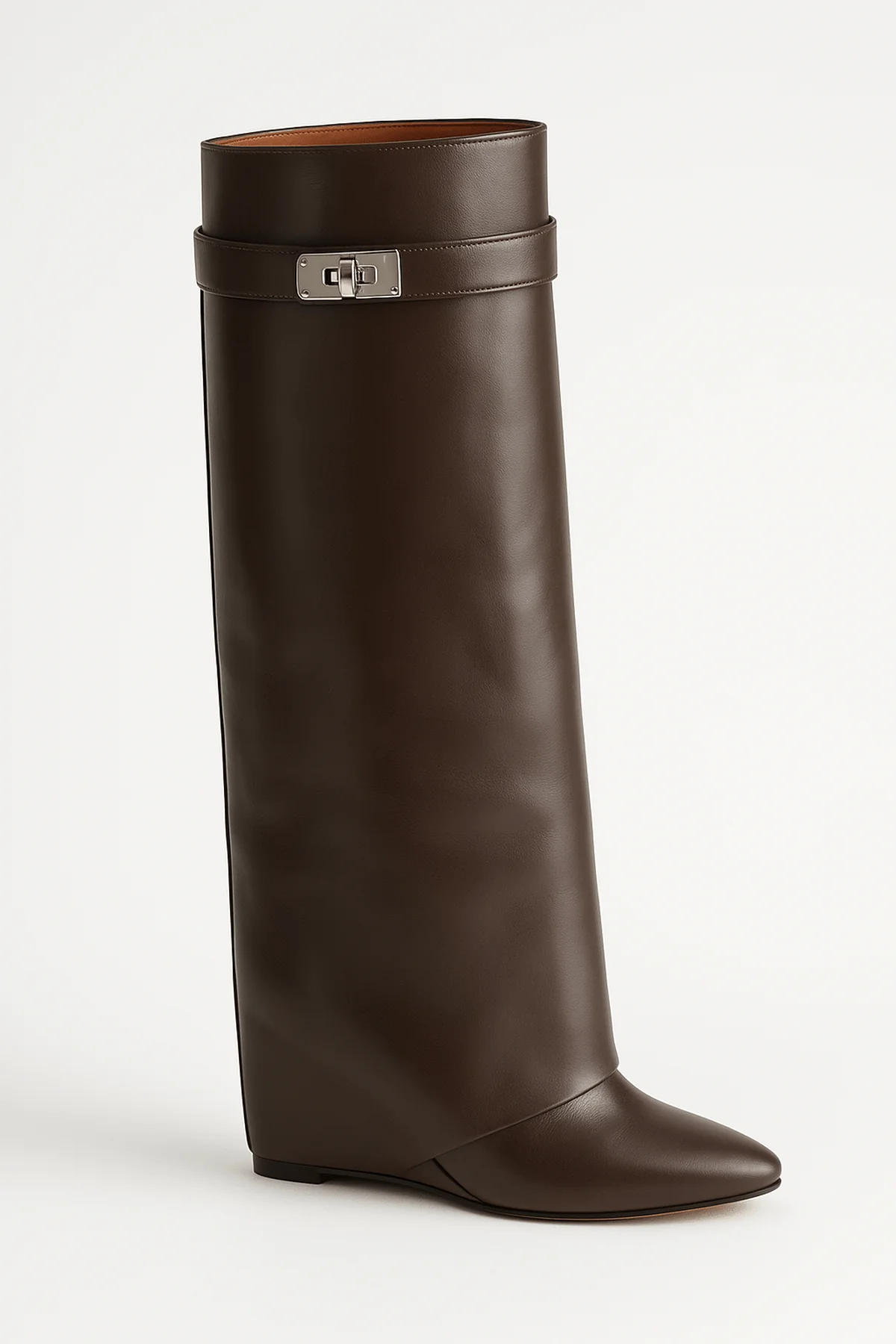 Women's Shark Lock Knee-High Faux Leather Boots - photo 5