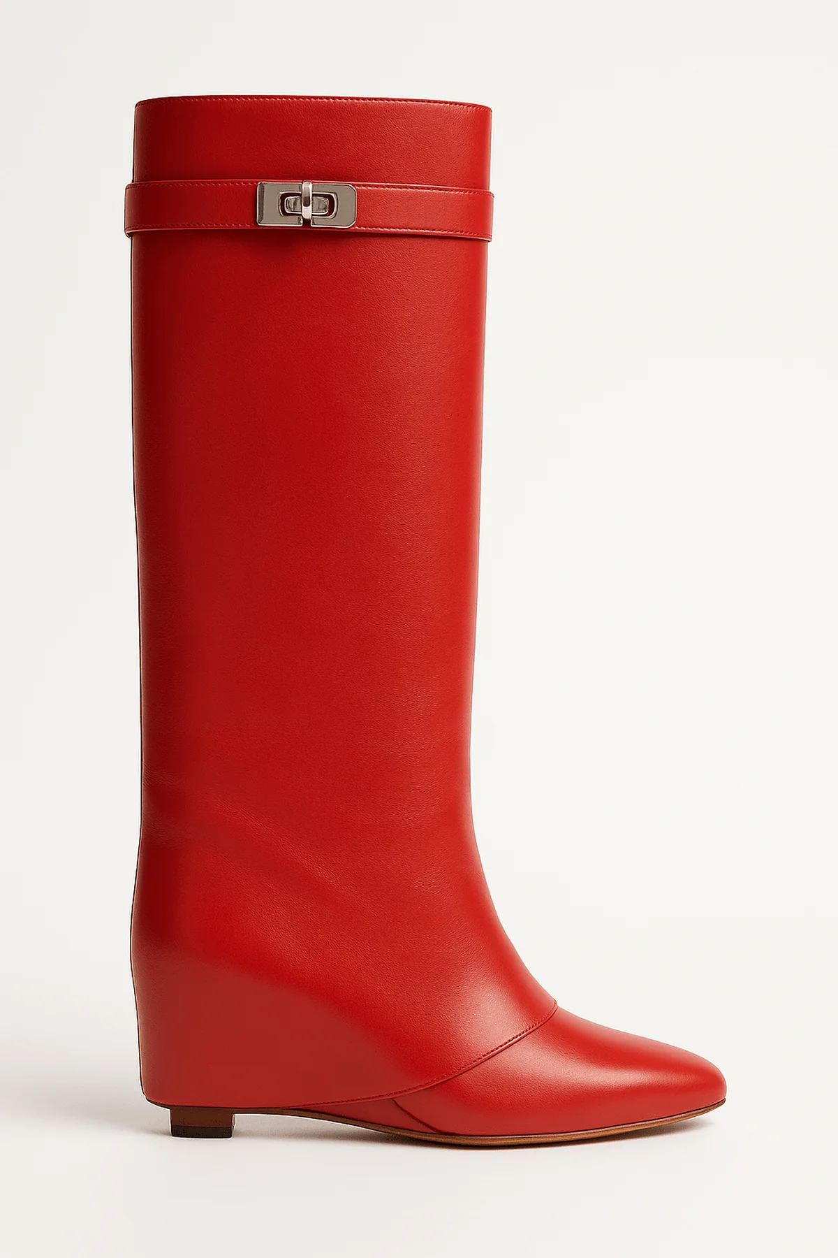 Women's Shark Lock Knee-High Faux Leather Boots - photo 6