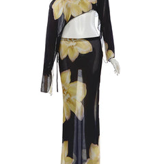 Printed One Shoulder Two Piece Set with Flowy Sleeve Detail - photo 5