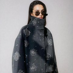 Women's Embroidery Beading Pea Coat - photo 1