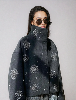 Women's Embroidery Beading Pea Coat - photo 1