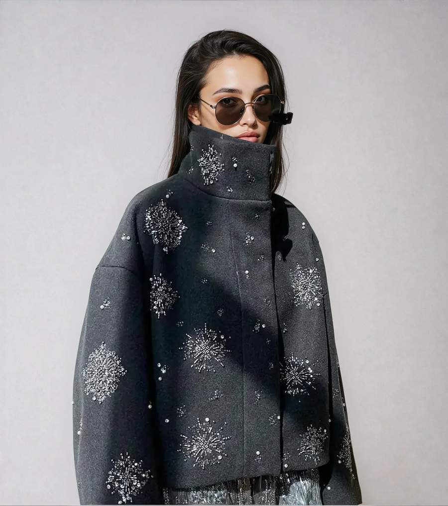 Women's Embroidery Beading Pea Coat - photo 1