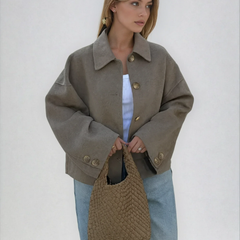 Women's Boxy Cropped Wool Coat Jacket - photo 1