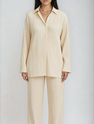 Oversized Pleated Two-Piece Lounge Set - photo 1