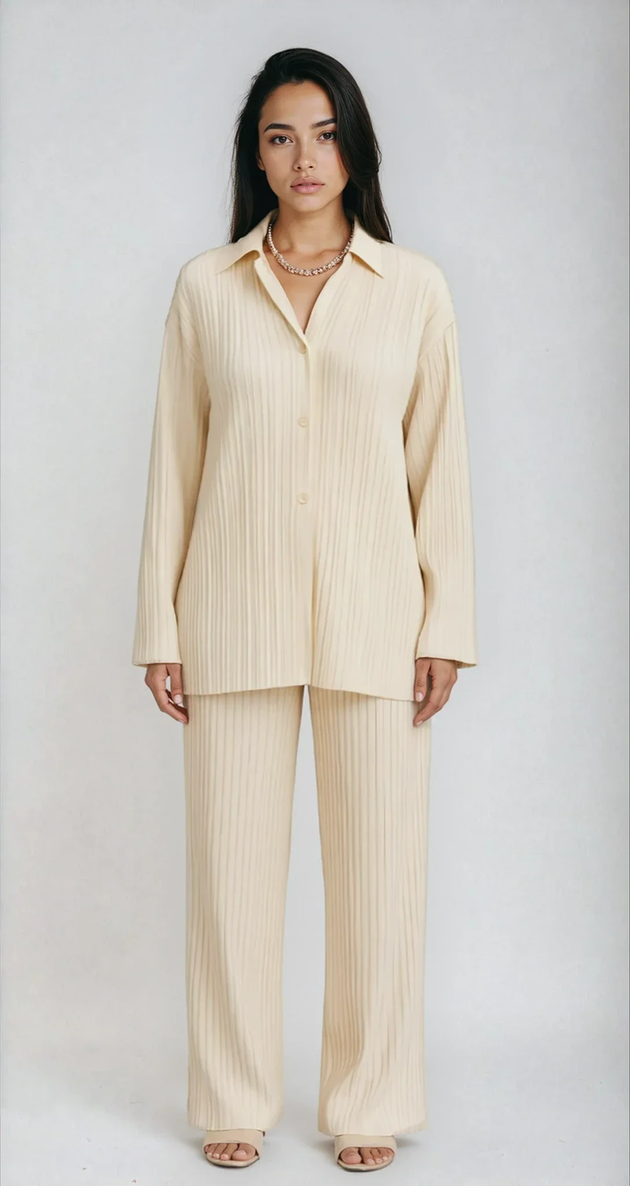 Oversized Pleated Two-Piece Lounge Set - photo 1
