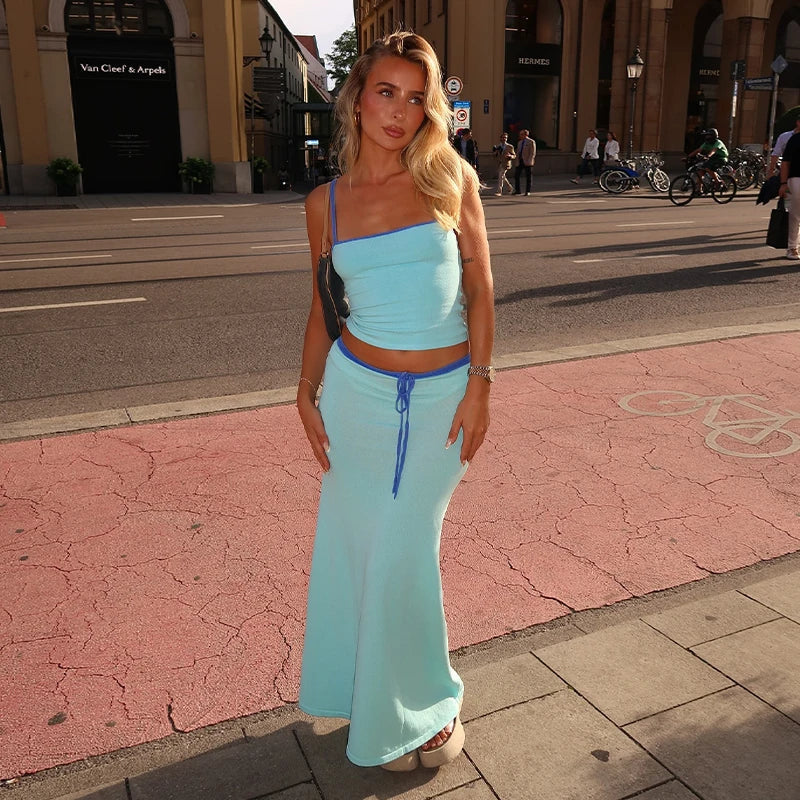 Two Piece Maxi Set – Casual Chic Crop Top and Skirt Set for Women - photo 1