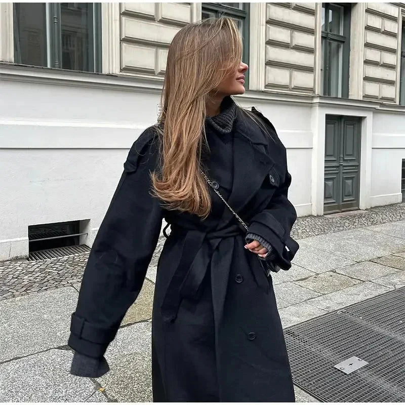 Women’s Double-Breasted Wool Blend Coat - photo 4