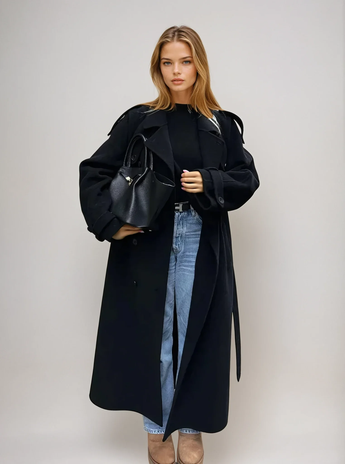 Women’s Double-Breasted Wool Blend Coat - photo 1