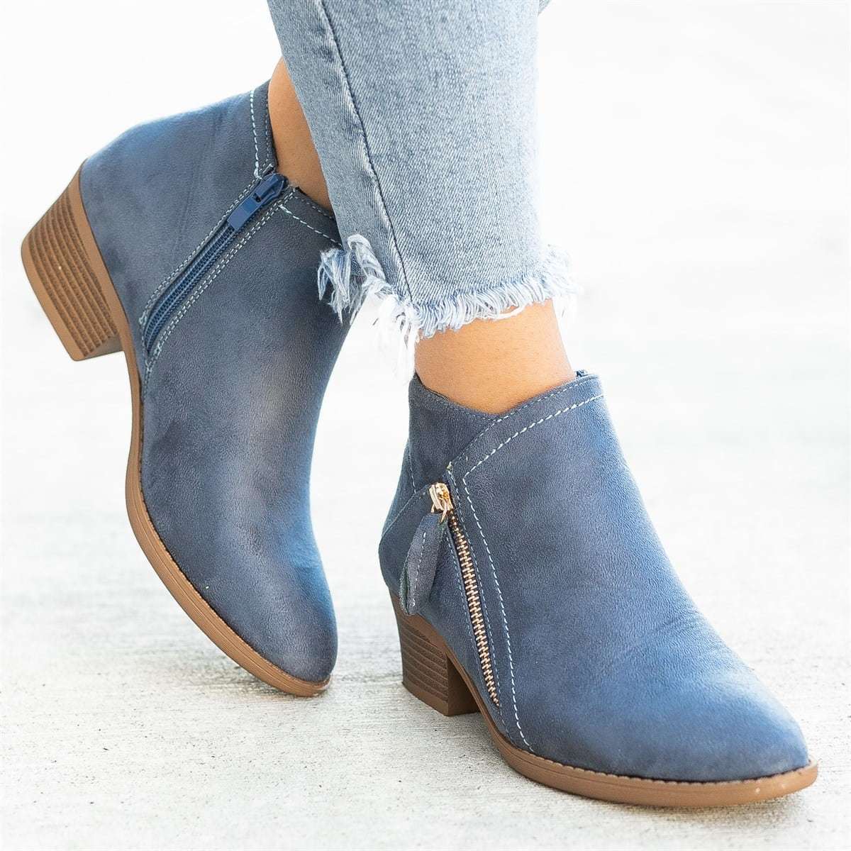 Women's Short Suede Ankle Boots - photo 2