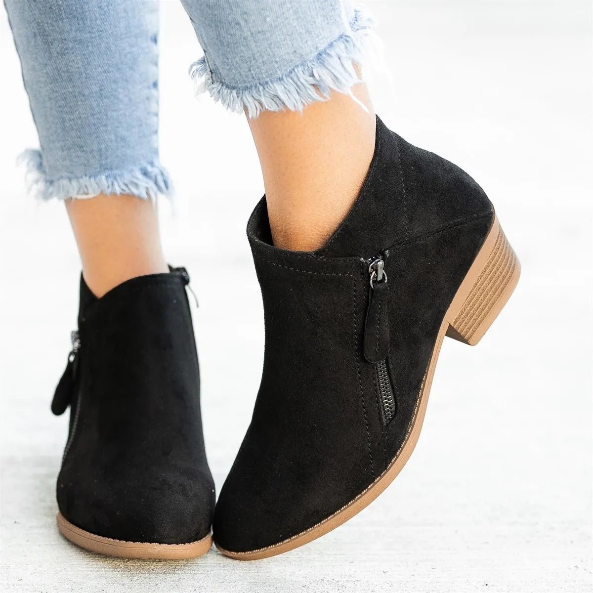Women's Short Suede Ankle Boots - photo 3
