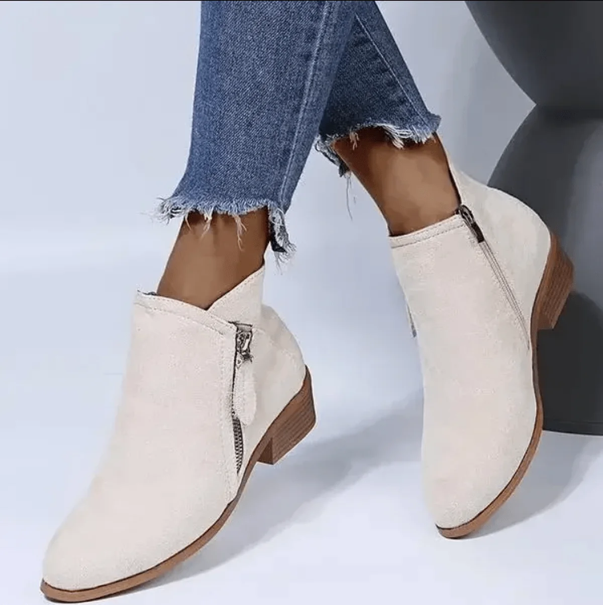 Women's Short Suede Ankle Boots - photo 9