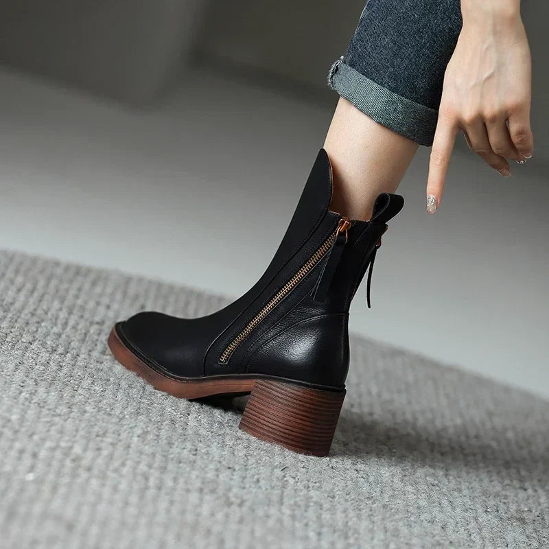 Women’s Zip-Up Ankle Boots with Block Heel - photo 2