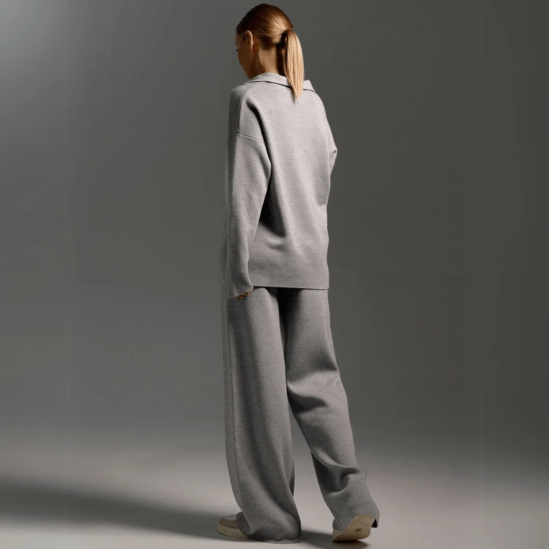 Women's Knitted Sweatshirt and Joggers Tracksuit Two-Piece Set - photo 1