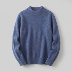Adele Relaxed Mock Neck Sweater in Blue