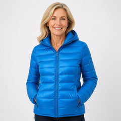 Lightweight Hooded Puffer Jacket in Sky Blue
