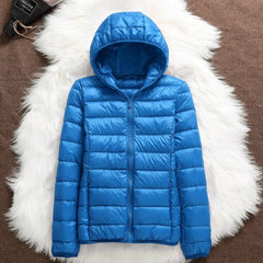 Lightweight Hooded Puffer Jacket in Sky Blue