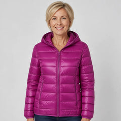 Lightweight Hooded Puffer Jacket in Violet