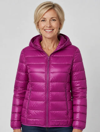 Lightweight Hooded Puffer Jacket in Violet
