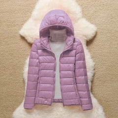 Lightweight Hooded Puffer Jacket in Lilac